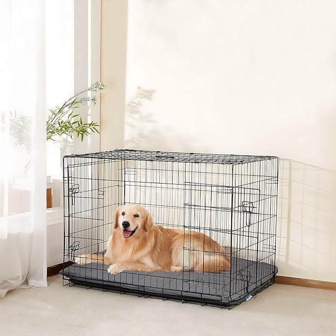 Dog Crate Pad for X Large Dog - 41x27 Memory Foam Dog Bed, Washable & Anti-Slip Dog Bed Mat, Ultra Soft Kennel Pad for Dogs Cozy Sleeping Mat, Grey