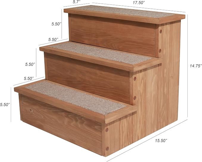Zoovilla PTR0082212010 Yorkshire Dog Step with Storage, Natural Wood, 15.55″D x 17.50″W x 14.76″H