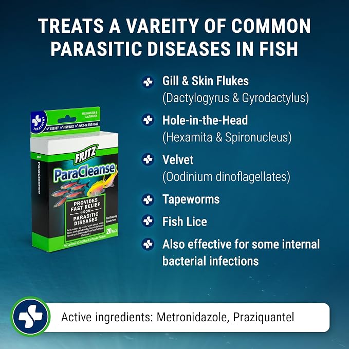Fritz Aquatics ParaCleanse Provides Fast Relief from Parasitic Diseases (20-Count)