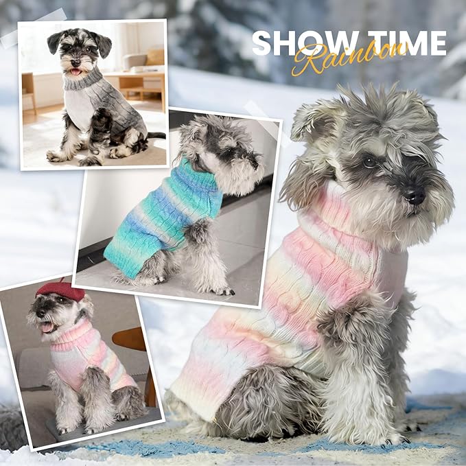 Dog Sweaters For Small Dogs Cute Gray Gradient Puppy Cat Sweaters Soft Warm Knitwear Turtleneck Pullover Small Dog Sweater Clothes Chihuahua Yorkie Maltese Dachshund Outfits Sphynx Cat Clothes