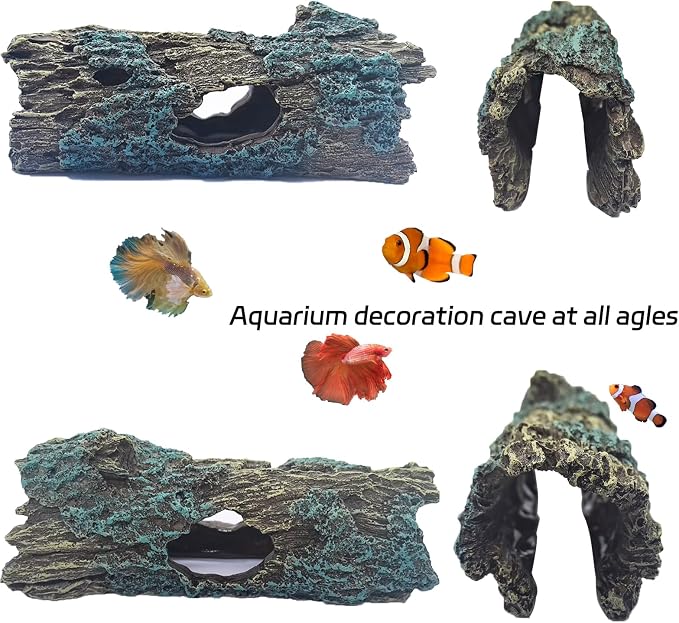Tfwadmx Reptile Hide Cave Small Resin Aquarium Deoration Cave Hollow Tree Trunk Log Fish Tank Ornament Hideout for Small Reptile Gecko Tarantula Fish Shrimp7.3 * 2.7 * 2.7IN