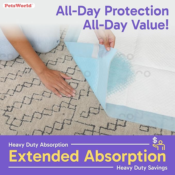 PetsWorld Enormous Dog Pee Pads 37"x54" 400 Count – XXXL Pet Pee Pads for Giant Dogs & Pets, Heavy Duty Leak-Proof Dog Training Pads, Super Absorbent Quick-Dry Potty Pads with Adhesive Tabs