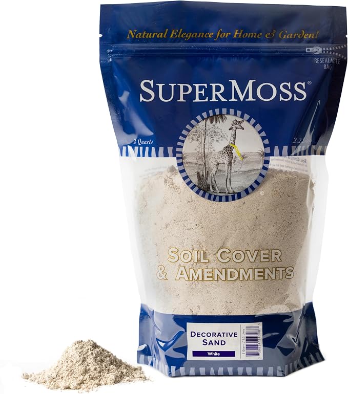 SuperMoss (24308 Decorative Sand – Fine White Sand for Vase Filler, Terrariums, Zen Gardens, Aquarium Sand, Crafts & Top Dressing for Plants, 2qt