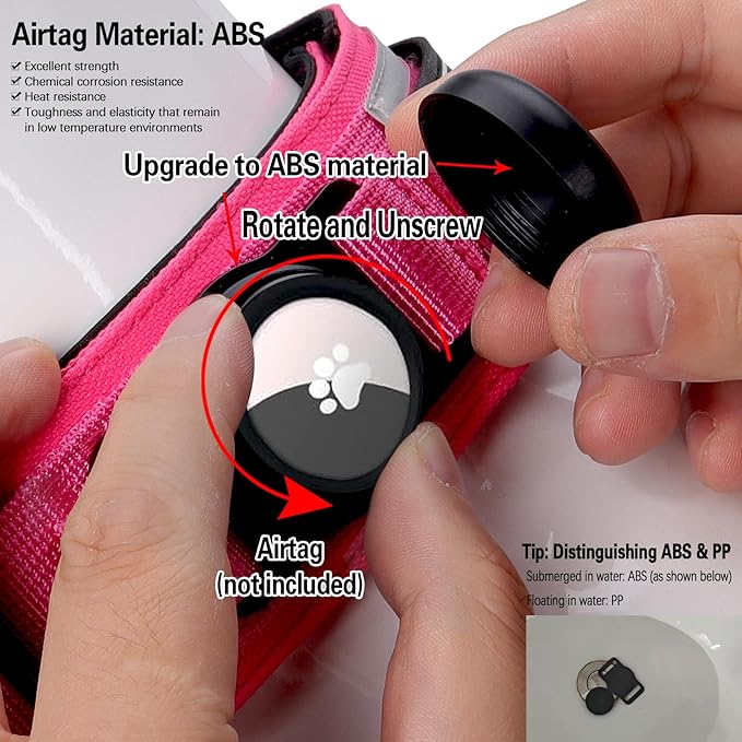 AirTag Dog Collar, 2" Wide Tactical Military Dog Collar with AirTag Holder & 3 Pet Patches, Soft Padded Reflective Waterproof Nylon Collar with Metal Buckle for Large Dogs (Hot Pink, L)