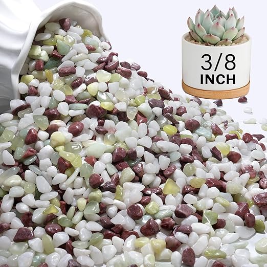 NUPICK 3 lbs Pebbles for Indoor Plants, 3/8 Inch Pea Gravel for Fish Tank, Polished Decorative Rocks for Succulent, Natural River Stones for Vases, Cactus, Landscaping, Bird Bath, Colorful Mixed