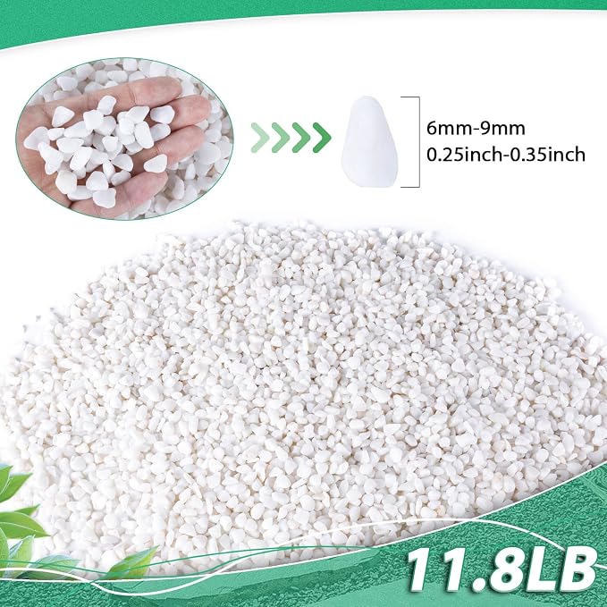 Succulent Rocks for Plants Tiny Pebbles for Planters 11.8LB Pea Gravel Bulk Course Sand Soil Small Decorative Stones for Indoor Bonsai Pots Cactus Top Dressing Aquarium Garden Landscape,White