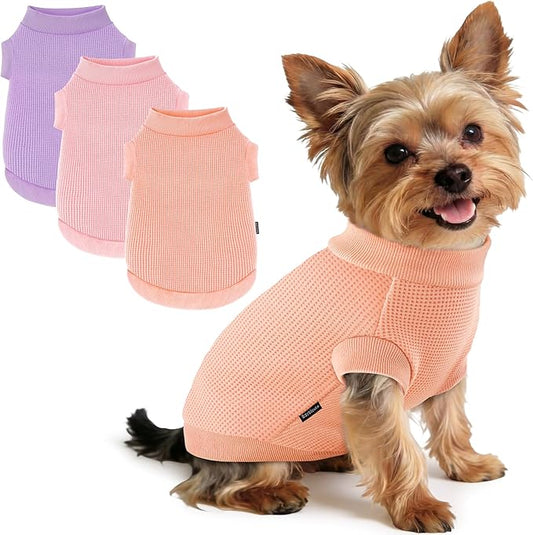 3 Pack Dog Shirt for Small Supplies Functional Waffle Dog Clothes Warm Soft Sweatshirt Outfit for Dogs Cats Pet Apparel