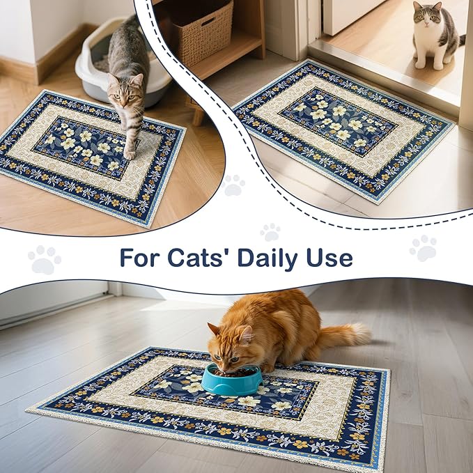 Unicorn Catcher Cat Litter Mat Non-Slip Bottom Litter Box Mat Urine-Proof Soft Litter Mat for Cats Waterproof Pads Protects Floors Cat Mat for Litter Box