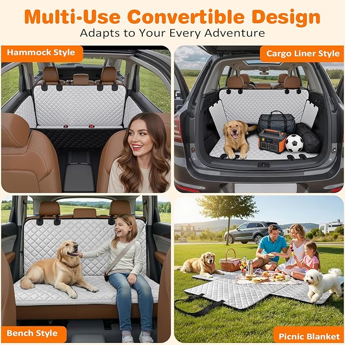 URPOWER Dog Car Seat Cover for Pets 100% Waterproof Seat Cover Hammock 600D Heavy Duty Scratch Proof Nonslip Durable Soft Back Seat Covers for Cars and SUVs