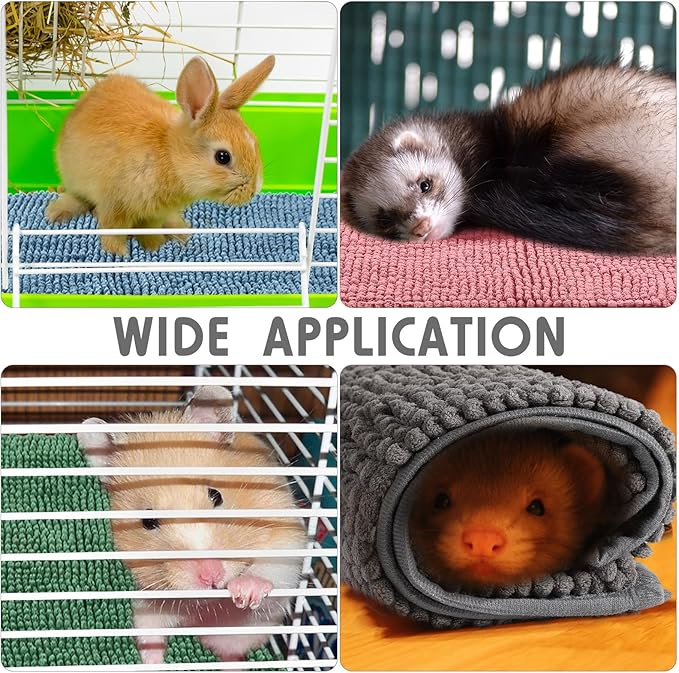 Amylove 4 Pcs Guinea Pig Cage Liner Washable Fleece Pee Pads Pet Dog Cat Bedding Training Mat for Small Animal Guinea Pig Puppy Bunny Hamster(16 x 24 Inch,Rectangular,Mixed Color)
