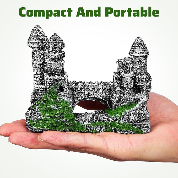Milisten Aquarium Castle Decoration, Fish Tank Castle Ornaments for Small Fish Shrimp Hide Caves House Betta Hideout for Shrimp Turtle Guppy Crabs, Medium