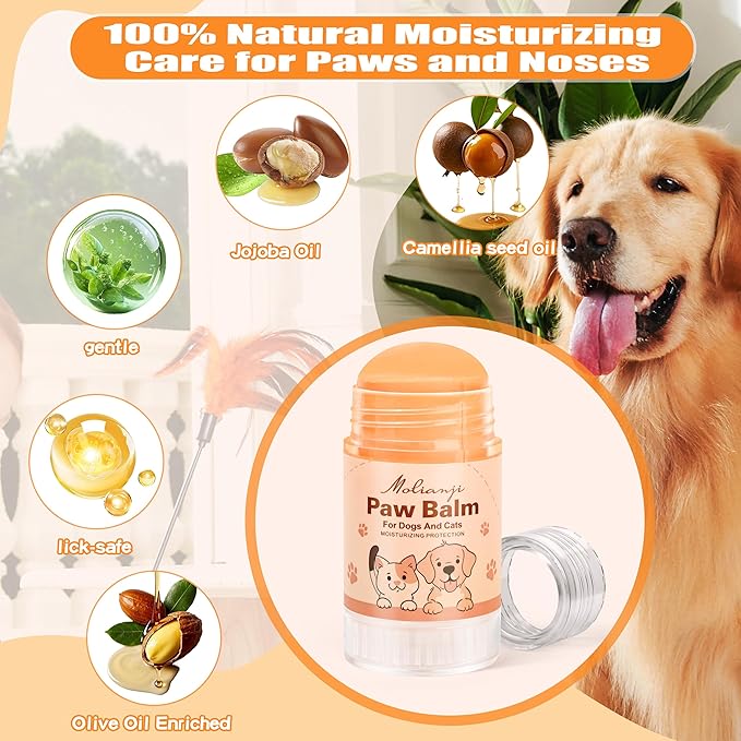 Dog Paw&Nose Balm Lick Safe1.4oz(40g),All-Natural Ingredients Pets Paw Wax,Healing Moisturizer with Coconut Oil&Honey,for Dry Cracked Dog & Cat Paws,Nose & Elbows, Horse Hoof, Joint Care