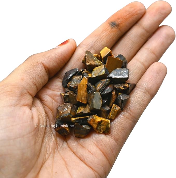 Amazing Gemstone Tiger Eye Crystal Chips Aquarium Gravel Rocks - Carnelian Chips Bulk Fish Tank Gravel, Small Tumbled Stone Chips and Tiny Crystals for Decoration (AAA Grade) (1000+ Carat Chips)