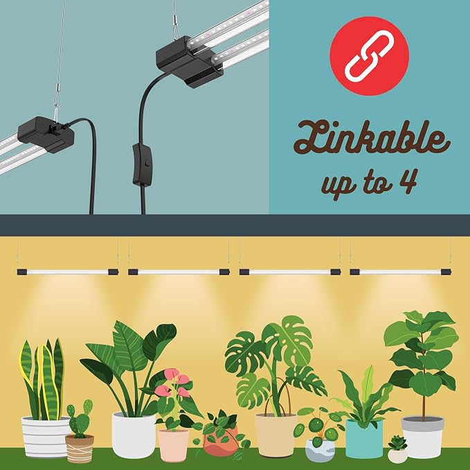 4FT LED Succulent Terrarium Plant Grow Light Linkable Full Spectrum Daylight with Enhanced 660nm Red and 450nm Blue LightTech Indoor Lighting Fixture (4 FT)