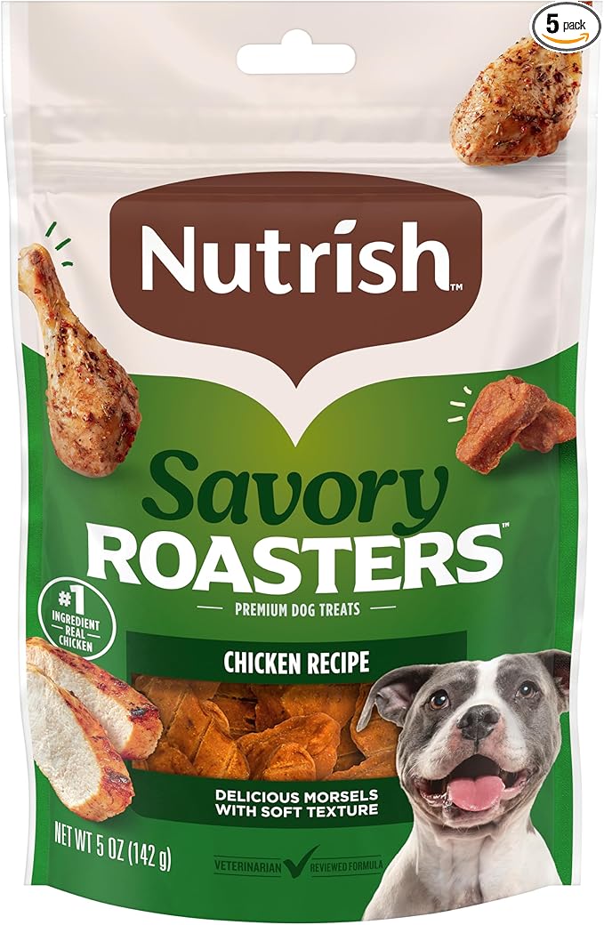 Nutrish Savory Roasters Chicken Recipe Premium Dog Treats, 5 oz. Pouch, Pack of 5 (Rachael Ray)