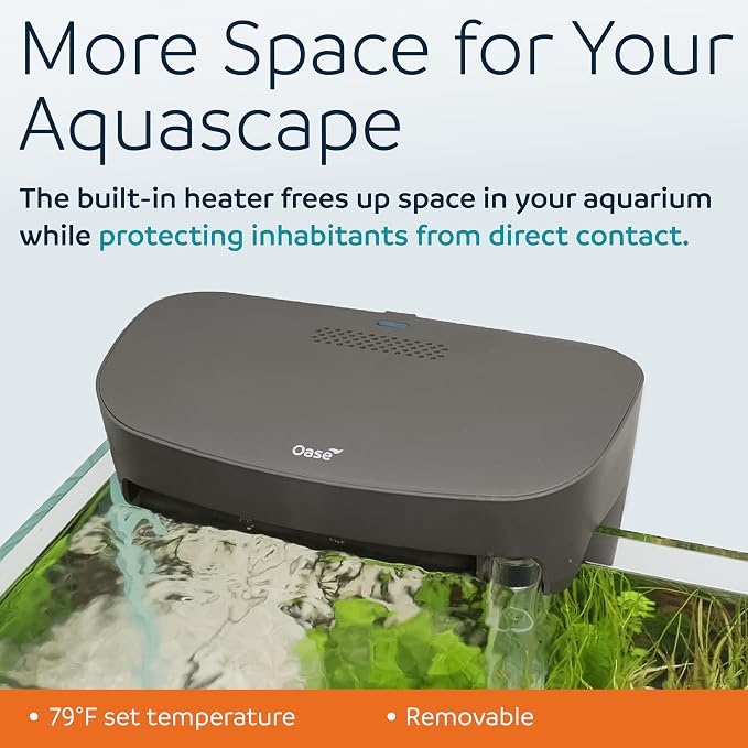OASE BioStyle Thermo Power Filter with Built-in Heater for Aquariums up to 50 gallons, Multi-Stage Filtration, Easy Maintenance, Quiet Hang on Back Filter, White