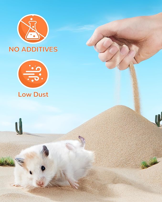 Hamster Bath Sand, 35oz Natural Desert Sand | Dust-Reduced Potty Litter Sand forHamster Gerbil Syrian Mice and Other Small Animals (Brown)