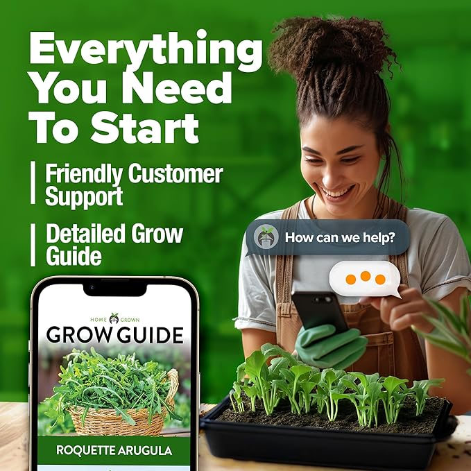 HOME GROWN Arugula Roquette Seeds 2,175+ Heirloom Non-GMO Seeds for Planting, High Germination, Fast Growing Peppery Salad Greens, Indoor Outdoor Hydroponic Garden, Microgreens (Eruca vesicaria)