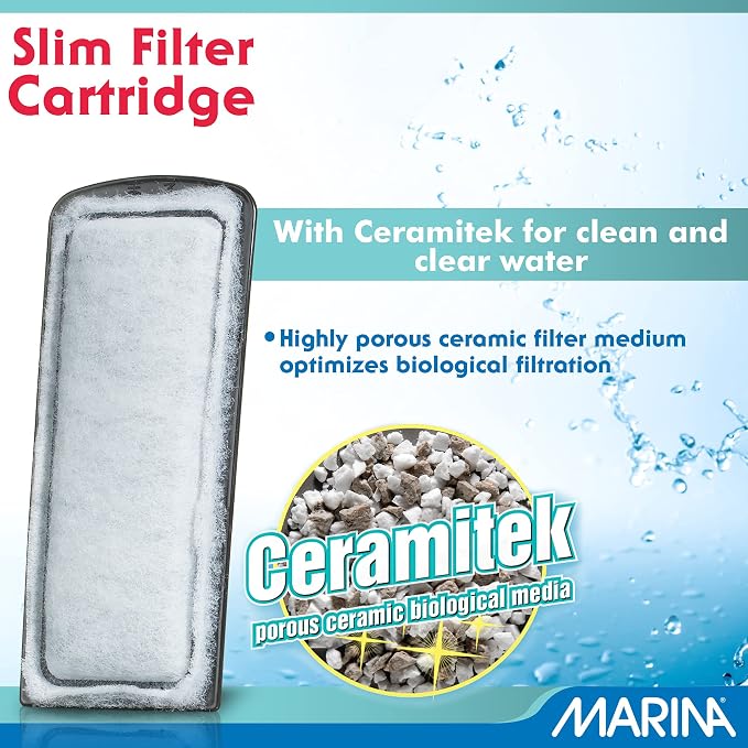 Marina Slim Filter Carbon Plus Ceramic Cartridge, (3 Pack) , 3 Cartridges each, White | 3 Cartridges Each