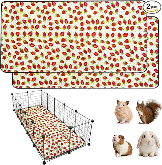 2 Pack Guinea Pig Cage Liners, Waterproof Reusable Guinea Pig Cage Liners,Waterproof Super Absorbent Pee Pads for Small Animals,24x60 inch 2pack