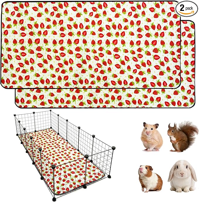 2 Pack Guinea Pig Cage Liners, Waterproof Reusable Guinea Pig Cage Liners,Waterproof Super Absorbent Pee Pads for Small Animals,28x70 inch 2pack