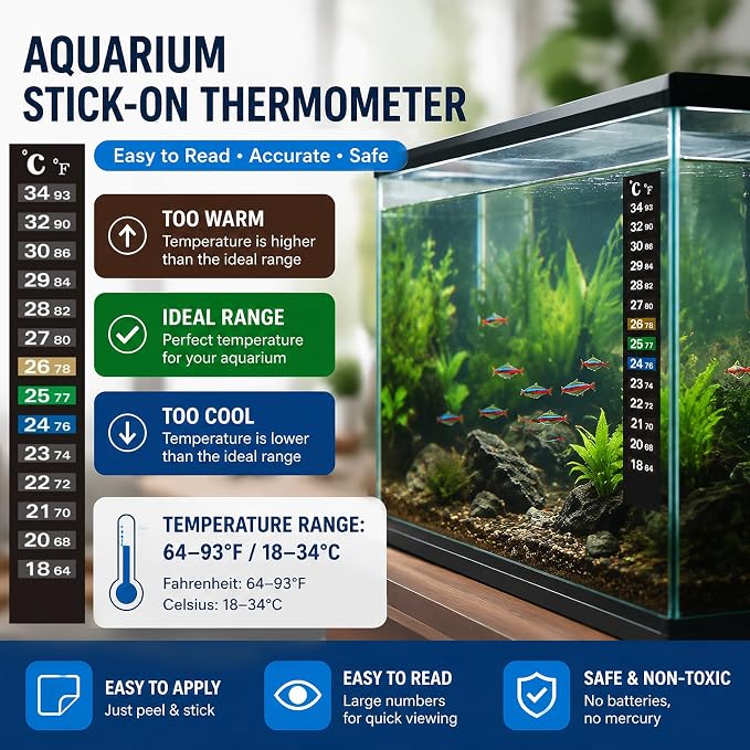 Aquarium Gravel Cleaner Kit, Semi-Automatic Siphon for Fish Tanks | Gravel & Sand Compatible Removes Fish Waste & Debris Water Change Made Easy Cleaning Brush Thermometer Strip Included