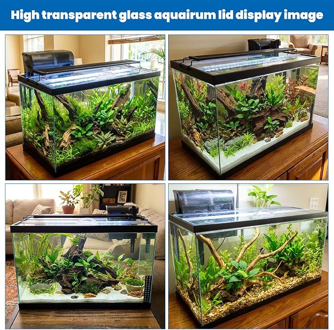 29.21in(L) × 12.4in(W) X0.16in(Thickness) Foldable Glass Fish Tank Lid, Aquarium Hood top lid Cover Suitable for 29 Gallon Aquarium Fish Tank