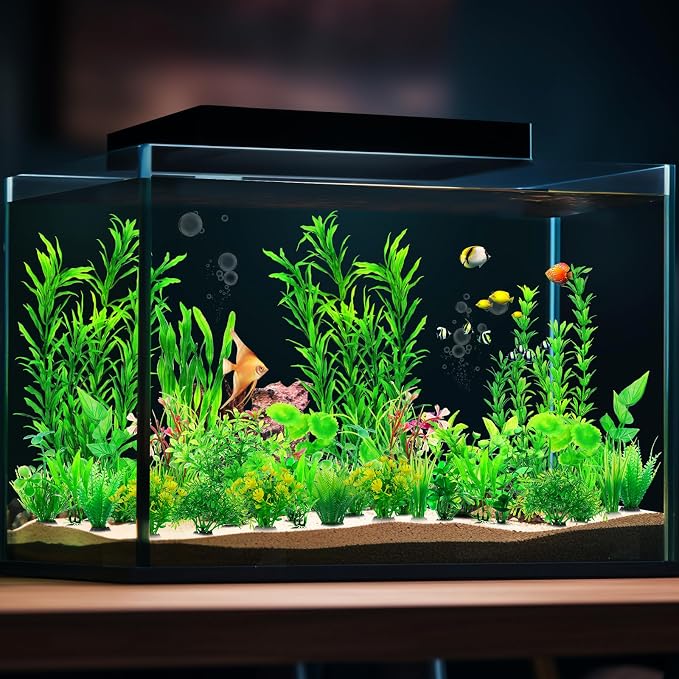 CousDUoBe 30pcs Fish Tank Accessories Aquarium Decorations Green Plants, Fish Tank Decor, Aquarium Decor Plastic Plants