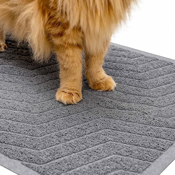 WePet Cat Litter Box Mat(No. 02-2), Kitty Premium PVC Pad, Durable Trapping Rug, Phthalate Free, Urine-Resistant, Scatter Control, L 35 x 23, Grey