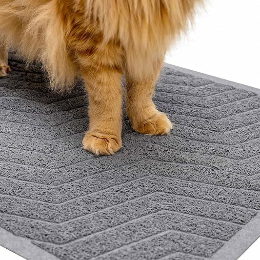 WePet Cat Litter Box Mat(No. 02-2), Kitty Premium PVC Pad, Durable Trapping Rug, Phthalate Free, Urine-Resistant, Scatter Control, L 35 x 23, Grey
