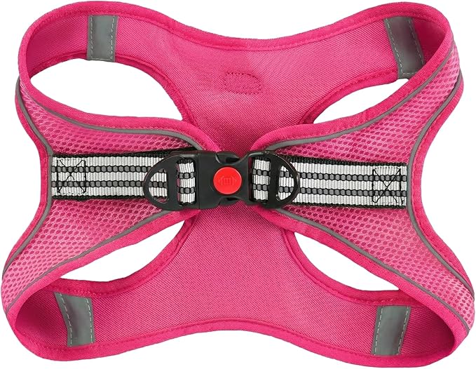 SMOUATOU All Weather Mesh Step in Vest Harness for Small and medidum Dogs and Cats, Adjustable Soft Padded Dog Vest with Easy Control Handle for Dogs Pets (Rose Red, XXS)