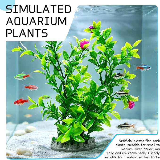 2Pcs Silk Aquarium Plants,10.3 Inch Artificial Silk Plants Decorations for Fish Tank,Suitable for Small to Medium-Sized Aquariums, Goldfish, Betta Fish and Freshwater Fish