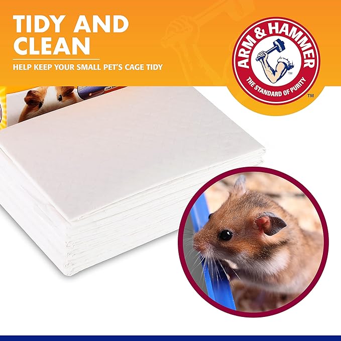Arm & Hammer Super Absorbent Cage Liners for Guinea Pigs, Hamsters, Rabbits & Small Animals, Odor Control Cage Tray Liners for Wire or Mesh Grate Cages, Trim to Fit, 7 Count - 3 Pack