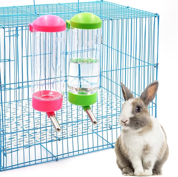 2 Pack 16 oz Guinea Pig Water Bottle no Drip for Cage no Leak Rat Small Animal Hamster Rabbit Water Bottle Attaches to Cage Bunny Water Dispenser,Ship by Random Color