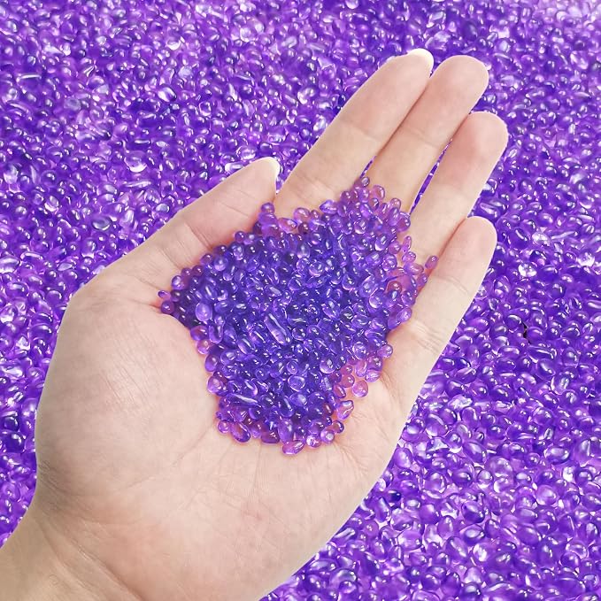 Keedolla 2 lbs/900g Fish Tank Rocks Gravel, Betta Fish Tank Beads Pebbles Aquarium Glass Rocks Stones Marbles Small for Fish Tank, Vase Filler, Succulent Plants Decor - Purple