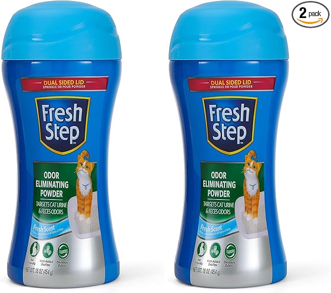 Fresh Step Odor Eliminating Powder, Litter Box | For Cat Litter | Neutralizing Formula | 16 Ounces | Pack of 2
