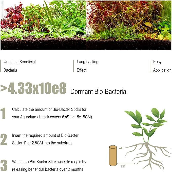 Dr. Tank Bottom Stick - Aquarium Plant Fertilizer Sticks for Aquatic Plants, Substrate Nutrients for Freshwater & Planted Tanks, Slow-Release Nutrients for Plant Growth, 15 Sticks - Energize Stick
