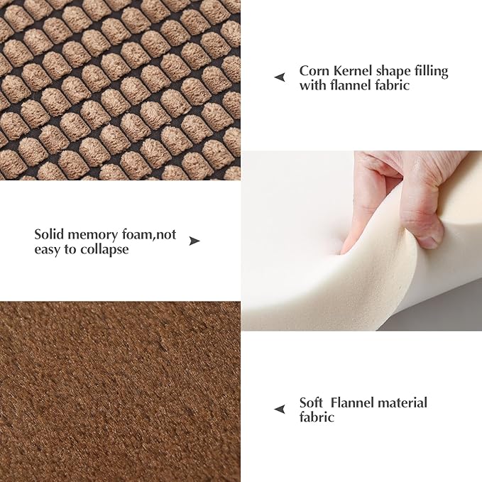 BVAGSS Dog Bed Mat,Reversible Crate Pad, Memory Foam Beds, Soft Warm Pet Cushion for Small Medium Dogs, Washable Pet Sleeping Mattress Kennel Bed Pad XH079 (24''x18''x1.6'',Brown)