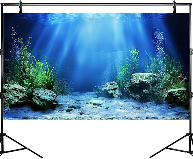 Underwater Scene Aquarium Background Under The Sea Coral Reefs Fish Tank Background Ocean Bottom Scene Sand Rocky Outcrops Terrarium Backgrounds Tropical Undersea Life View Tank Backgrounds 24x12in
