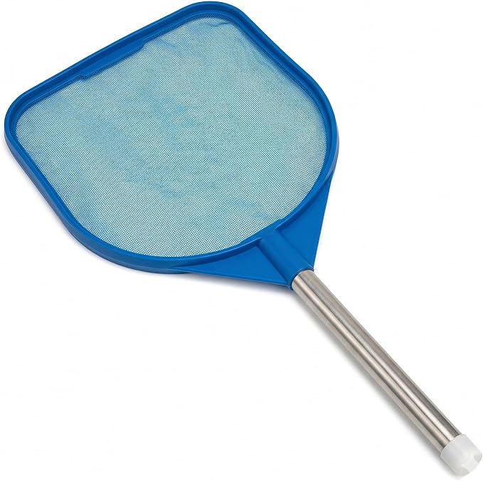 Pool Skimmer Net - Handheld Hot Tub Skimmer for Spa, Stock Tank Pool, Small Pool & Aquarium Cleaning (2 ft, Blue)