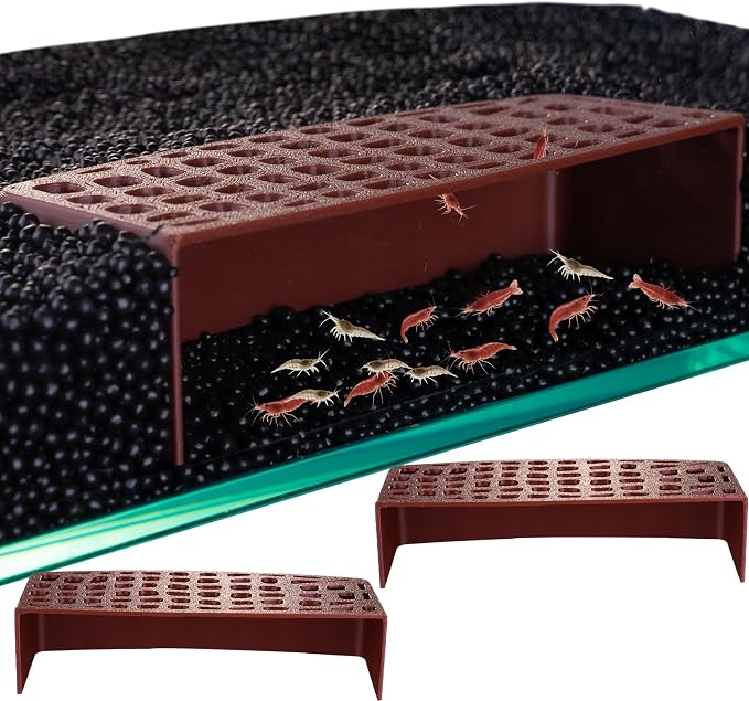 2Pcs Shrimp Hide Cave, Aquarium Shelter, Shrimp Tank Accessories, Fish Tank Decorations (Brown)