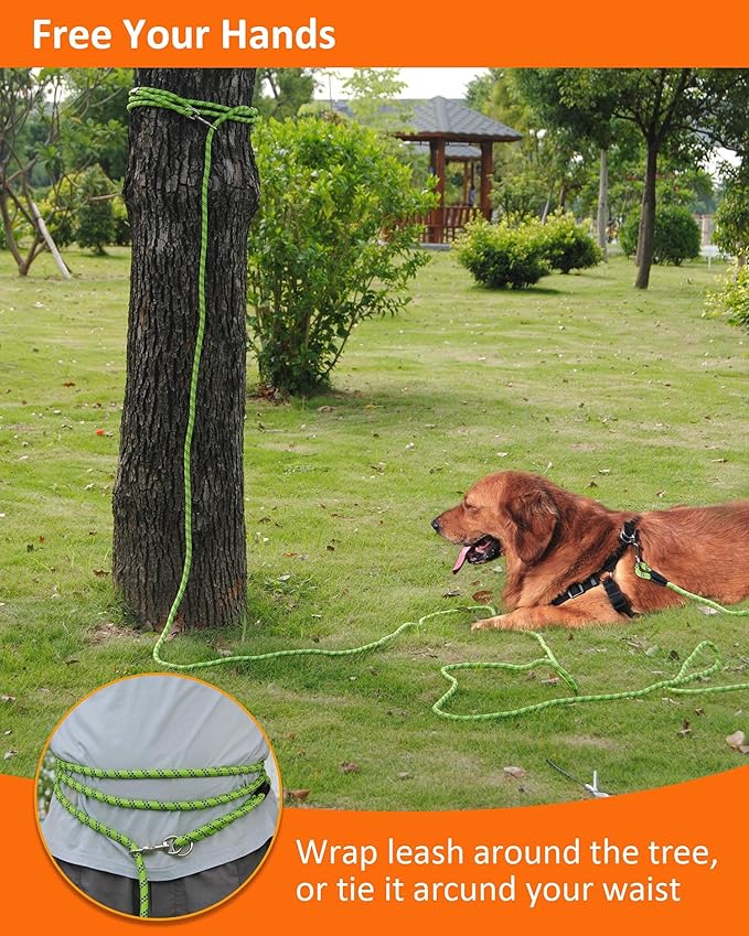 Long Dog Leash for Training - 10FT/16FT/30FT/50FT/100FT, Reflective, Heavy Duty for Large, Medium, Small Dogs - Walking, Playing, Camping, Yard