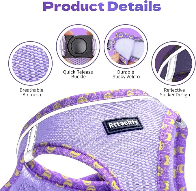 Rttochfy Cat Harness and Leash Set, Escape Proof Kitten Harness, Soft and Breathable Vest with Reflective Strip, Easy to Wear for Cats Walking and Traveling (Green, L)