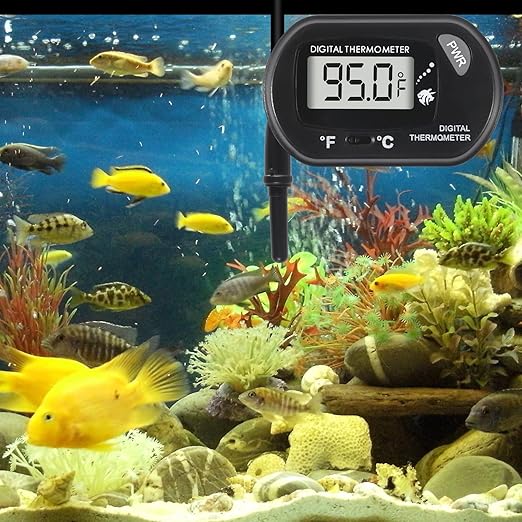 5Pcs Digital Aquarium Thermometer with Water-Resistant Sensor Probe and Suction Cup - Fahrenheit/Celsius (/) LCD Display