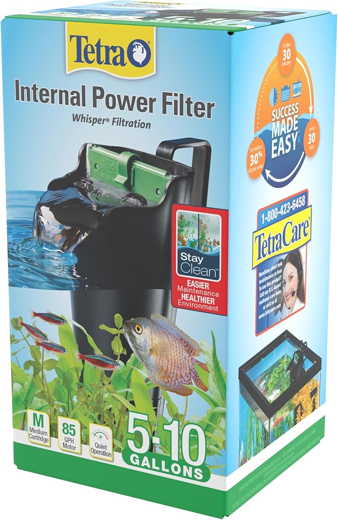 Tetra Whisper Internal Power Filter 5 To 10 Gallons, For aquariums, In-Tank Filtration, Black