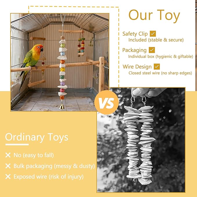 2 Pack Cuttlebone Bird Toys, Beak Grinding Stone Cage Accessories for Parakeets, Budgies, Cockatiels, Lovebirds, Green Cheek Conures, Small to Medium Birds