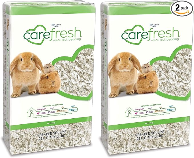 Carefresh 99% Dust-Free White Natural Paper Small Pet Bedding with Odor Control, 23 L (Pack of 2)