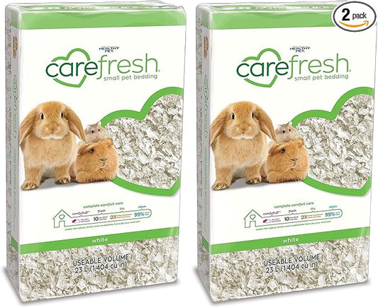 Carefresh 99% Dust-Free White Natural Paper Small Pet Bedding with Odor Control, 23 L (Pack of 2)