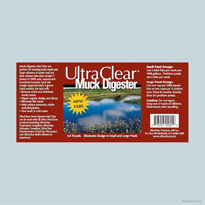 Concentrated Beneficial Bacteria Muck Digesters Tabs for Pond Muck, Sludge & Odor Reduction - 725 Tablets (4.8lbs) Treats up to 1.2 Acres (240,000 gallons) – Safe for Fish, Plants & Wildlife
