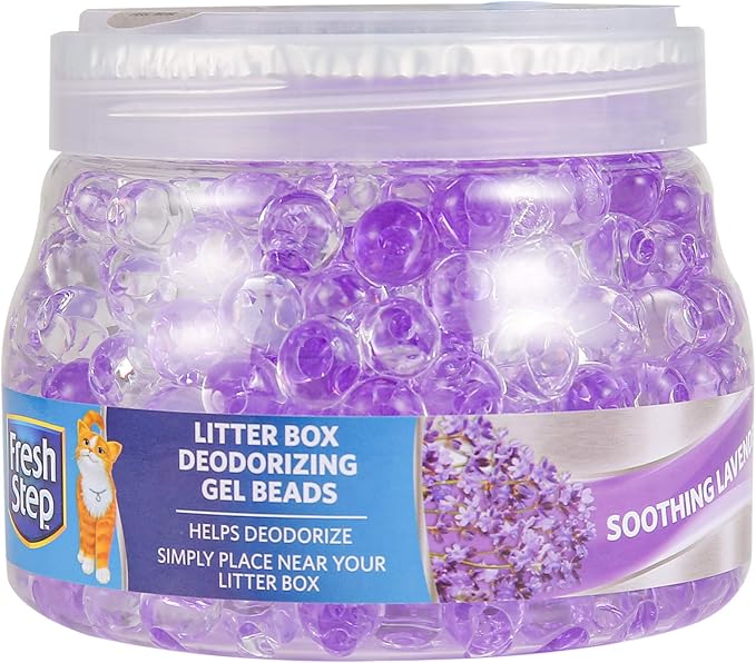 Fresh Step Litter Box Deodorizing Gel Beads in Soothing Lavender Scent - Pet Odor Neutralizing Beads for Pet Smells from Litter Box - 12 Ounce (Pack of 12)